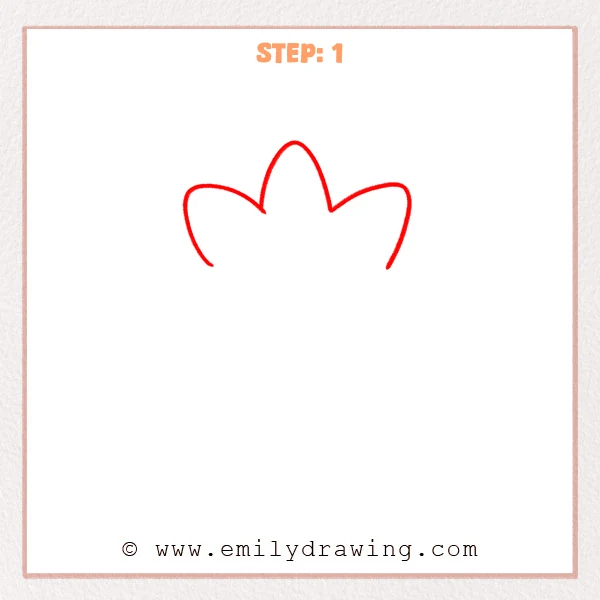 how to draw a cartoon sun - Step 1 shows a cartoon sun starting with a curved top edge and three rounded ray bumps, leaving the sides open.
